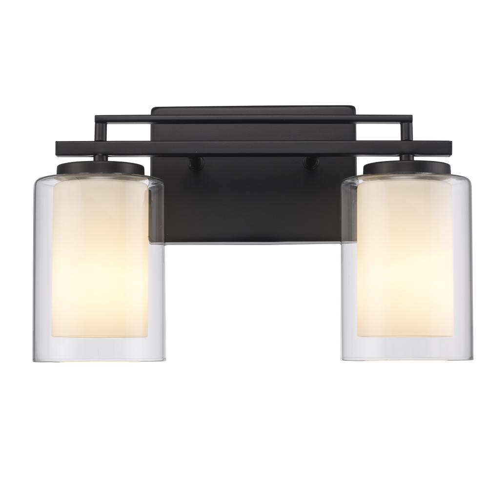 2LT VANITY-GLASS SHADE X2-BK